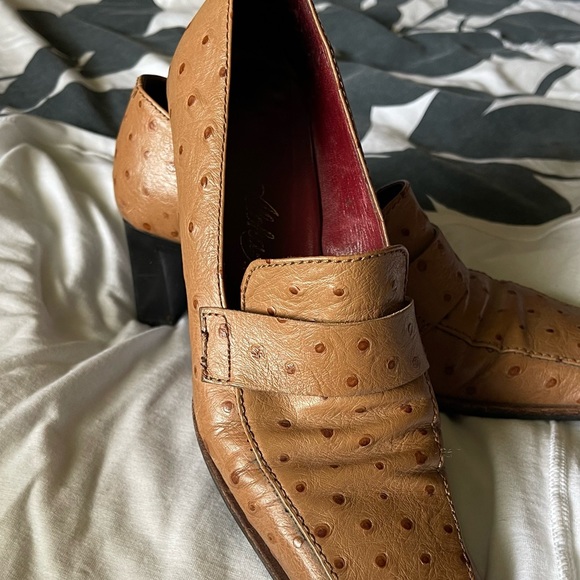Ostrich leather, square toes shoe size 7 - Picture 3 of 5